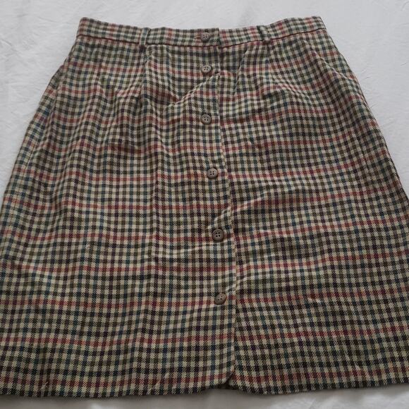 Vintage Plaid Button Front Skirt Size 10 - Picture 3 of 8